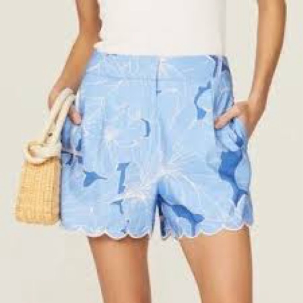 Milly Light Blue Floral High Waist Shorts